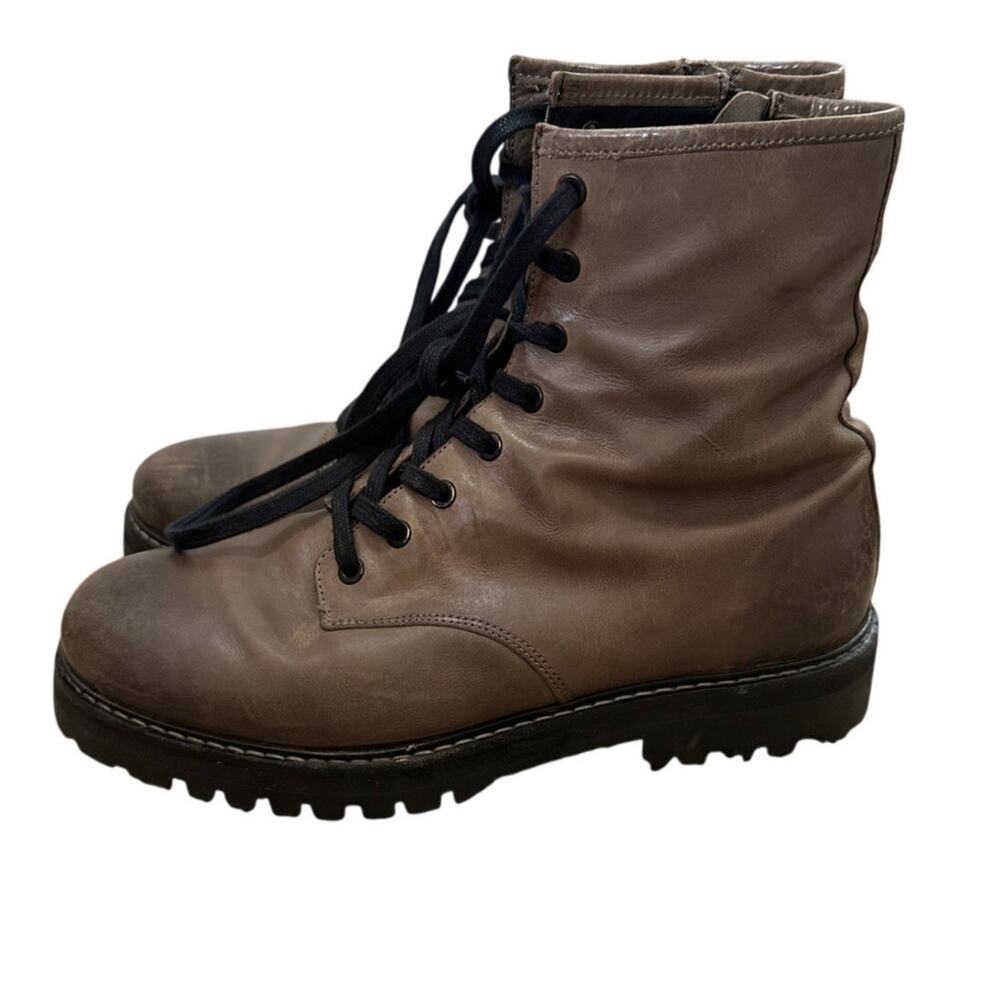 Thursday Boot Co The Combat Boot Brown Leather Zip Lace Up Womens Shoes Size 10